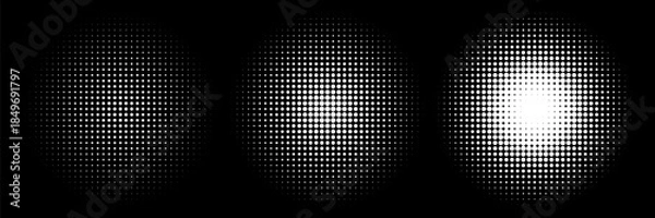 Obraz black white circular halftone dot pattern. Vector eps 10