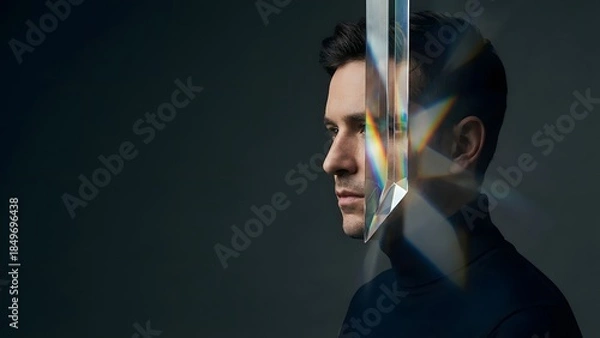 Obraz Man with Reflected Light on Face Portrait.