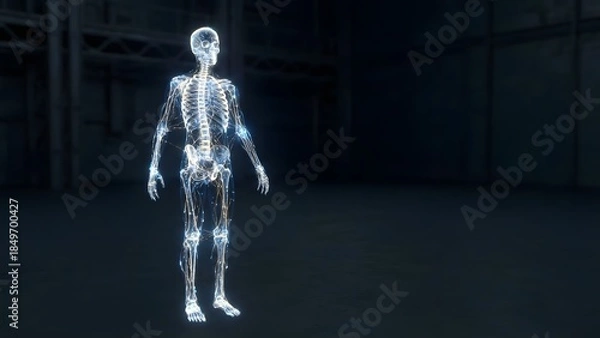 Obraz Glowing Human Body X-ray Dark Background.