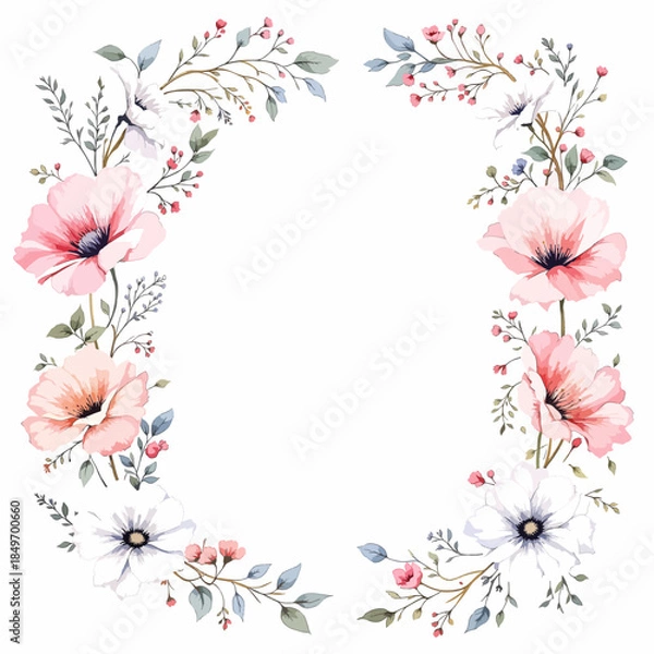 Obraz Frame floral background with flowers