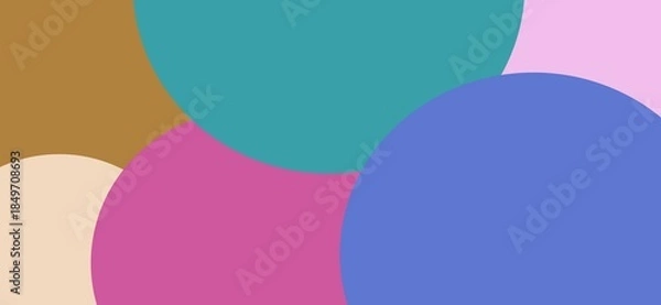 Obraz Interlocking circular patches, layered abstract wallpaper, smooth minimal wide background