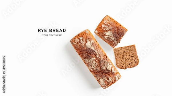 Obraz Rye bread isolated on white background.