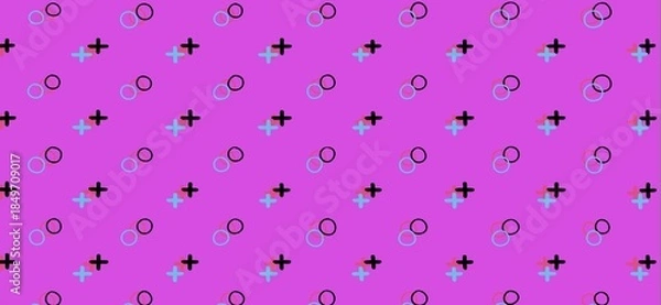 Obraz Offset circular plus signs, quirky repeating pattern wallpaper, playful geometric wide background