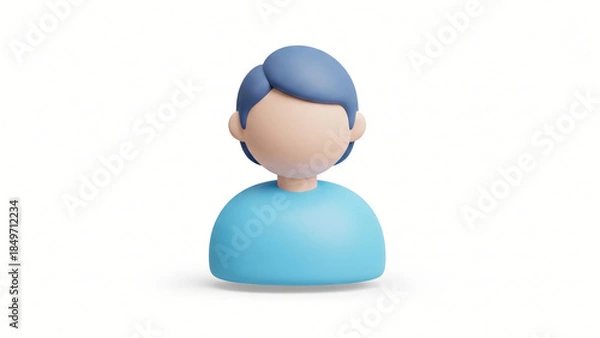 Obraz a small blue figure with a white background