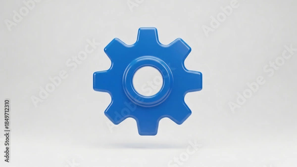Obraz a blue plastic gear wheel on a white background