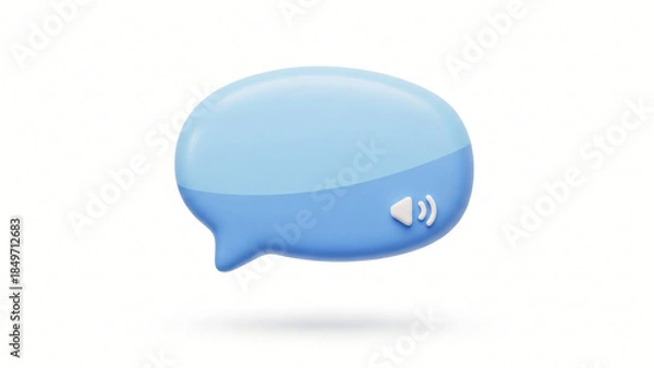 Obraz a blue speech bubble with a white background