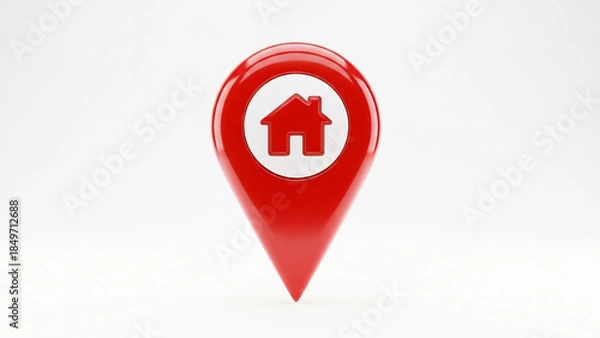 Obraz a red pin with a house on it