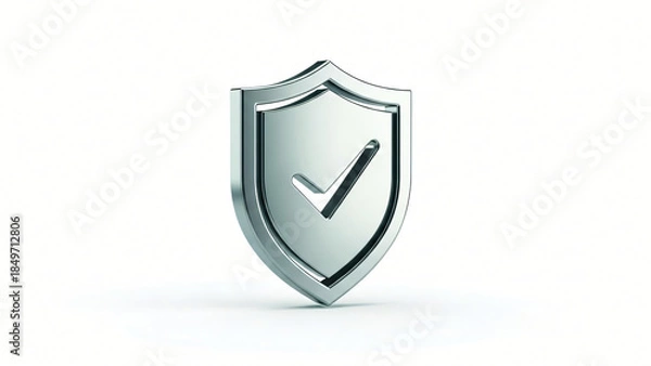 Obraz a silver shield with a check mark on it