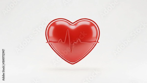 Obraz a red heart with a heartbeat on it