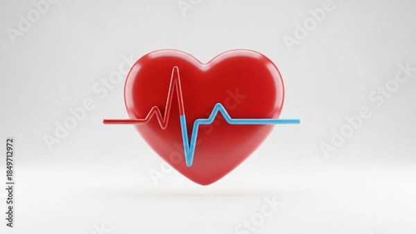 Obraz a red heart with a blue line on it