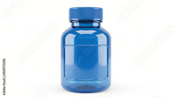 Obraz a blue plastic bottle with a black cap