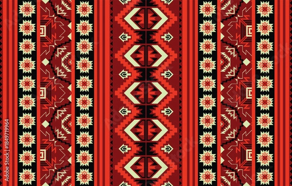 Obraz Ethnic geometric patterns, Navajo patterns, textile design, clothing, backgrounds.