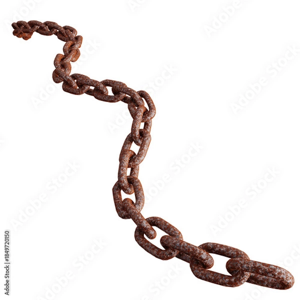 Obraz Zigzag folded rusty iron chain on floor