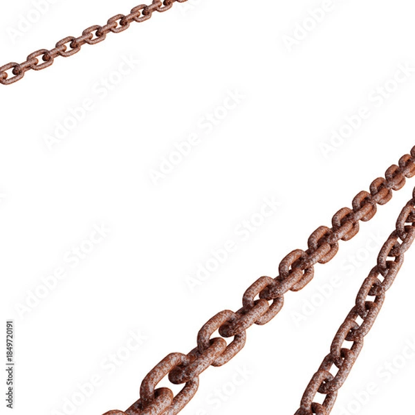 Obraz Straight stretched rusty chain diagonal view