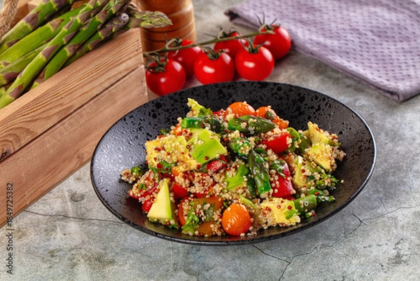 Obraz Salad with quinoa asparagus avocado