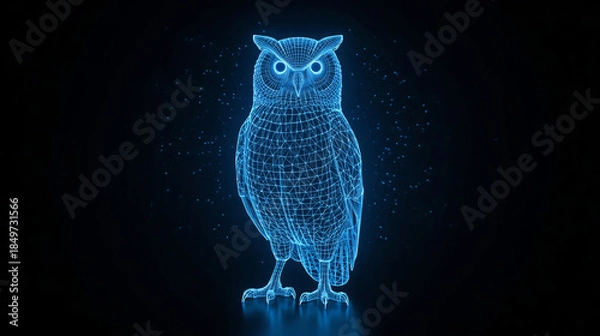Obraz Futuristic Wireframe Owl Representing Intelligence and Artificial Insight