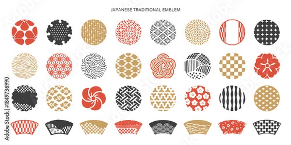 Obraz 和柄と花モチーフのシンボルコレクション