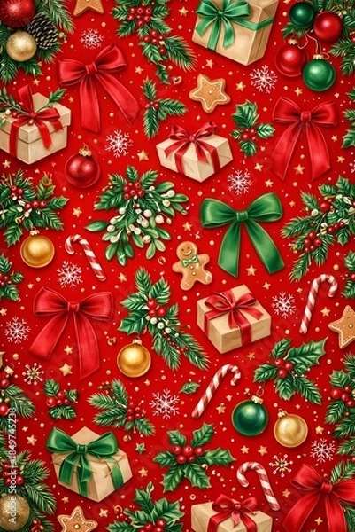 Obraz christmas doodle decorations