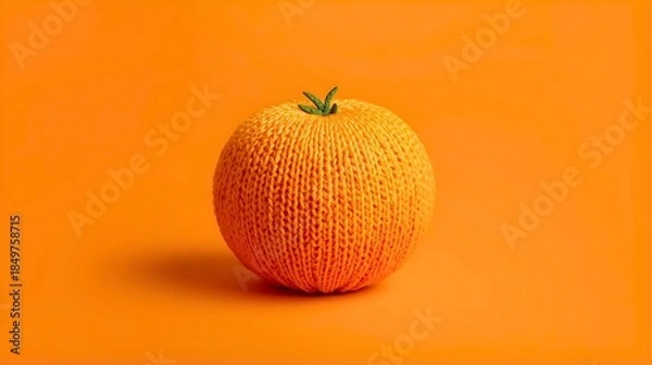 Fototapeta 毛糸のみかん、冬のシンボル、お正月