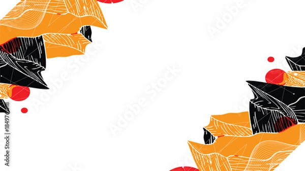 Obraz geometric artistic elements with minimalist design using orange, Modern science art elements. composition with wireframe art elements Vector