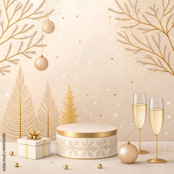 Obraz Soft Luxury New Year Background with Pastel Gold Glow