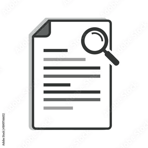 Obraz Document analysis with magnifying glass icon