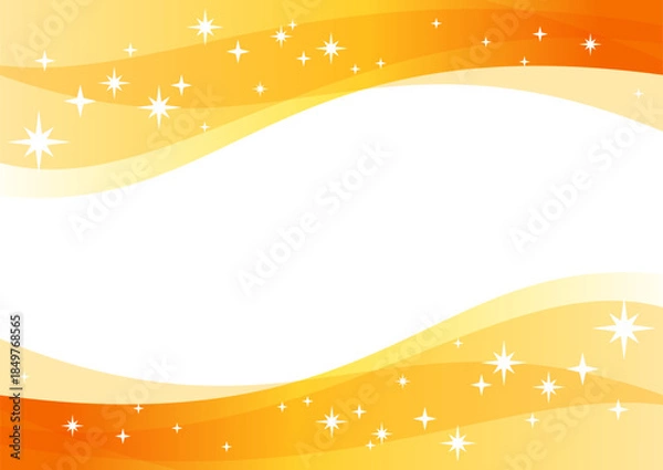 Obraz オレンジのグラデーション背景に輝く星のフレーム
