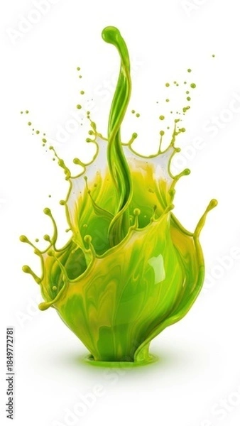 Obraz Vibrant Green Liquid Splash Forming Abstract Shape.