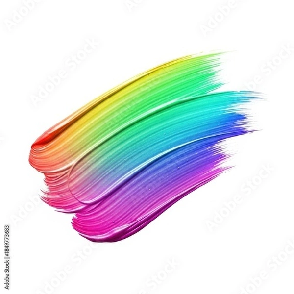 Obraz Vibrant Rainbow Paint Stroke on White Background.