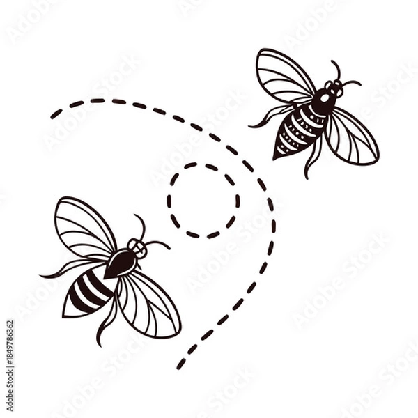Fototapeta Bee Path Plotter File Svg