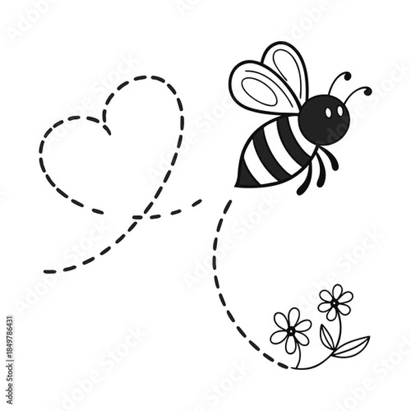 Fototapeta Bee Path Plotter File Svg