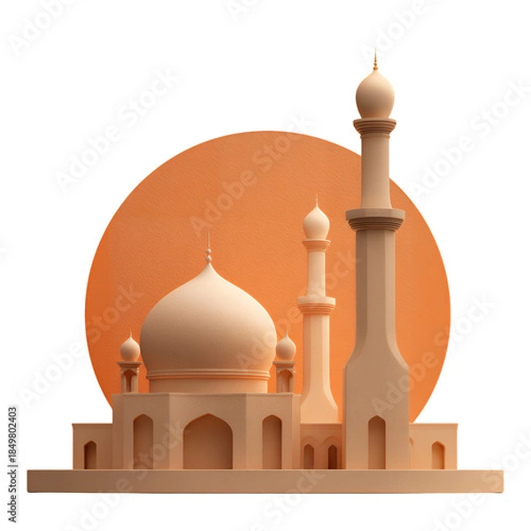 Fototapeta mosque on ramadan isolated at transparent background
