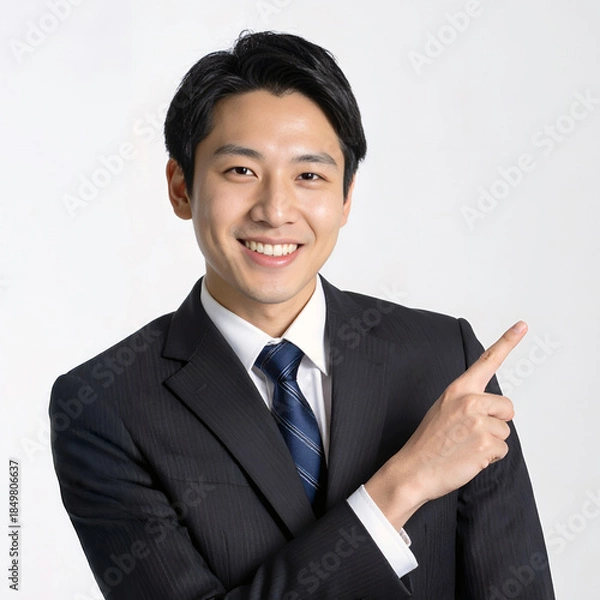 Obraz 指をさして案内する笑顔のビジネスマン