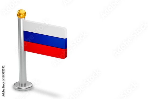 Obraz Russia flag 3D rendering standing on pole