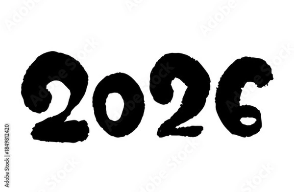 Obraz 2026年 年賀状用 手書き筆文字 数字イラスト