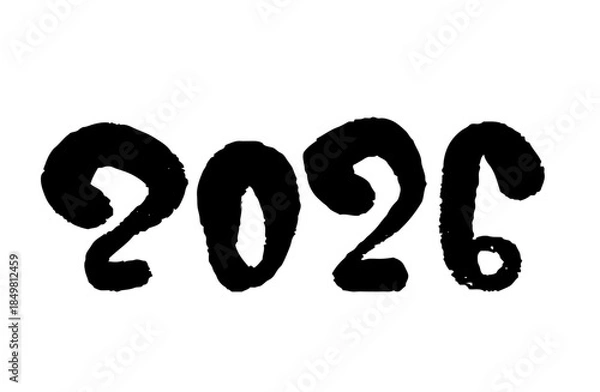Obraz 2026年 年賀状用 手書き筆文字 数字イラスト