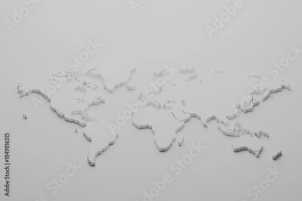 Obraz Minimal world map silhouette on gray background