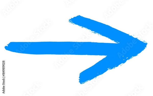Fototapeta Handgemalter blauer Pfeil als Wegweiser
