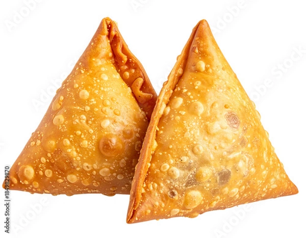 Obraz Two Samosas Slightly Overlapping, Angled Side View, Isolated on Transparent Background (2)