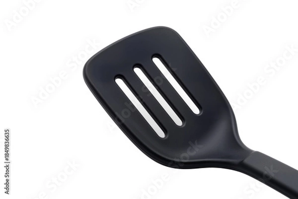Obraz Black Slotted Spatula for Professional Cooking and Kitchenware