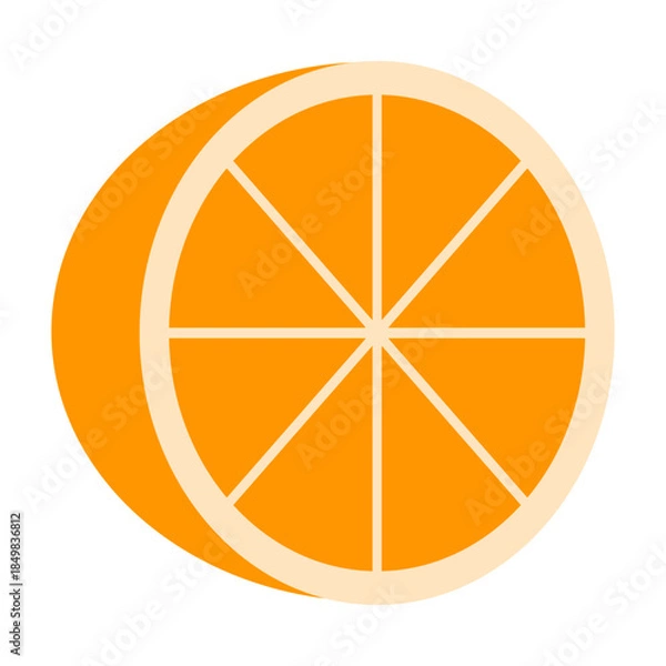 Obraz Orange Citrus Slice Perspective Flat Vector