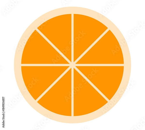 Obraz Orange Slice Circle Flat Vector Illustration