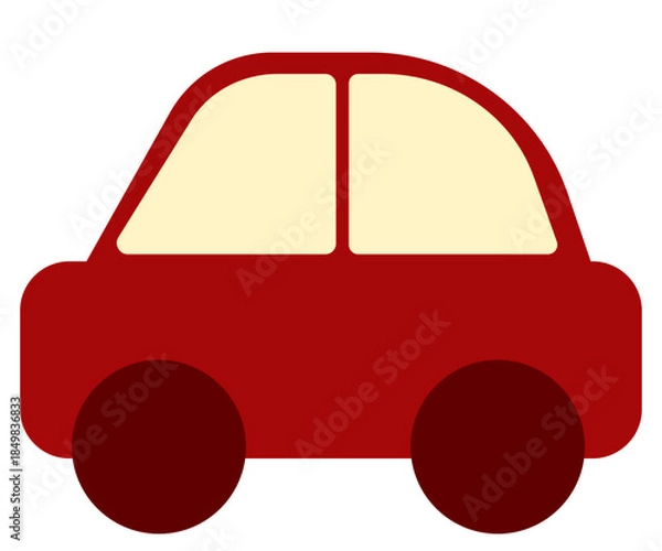 Obraz Red Car Cartoon Flat Vector Illustration