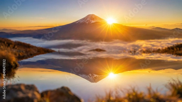 Obraz 富士山　初日の出　お正月　ai生成画像

