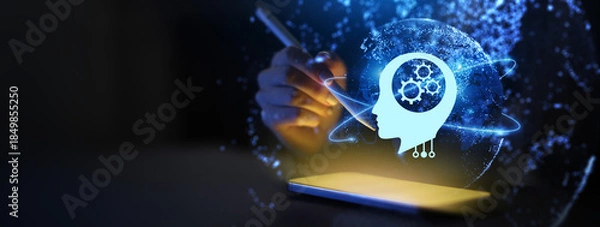 Obraz Machine Learning and Artificial Intelligence Algorithms Illustrated on a Digital Interface