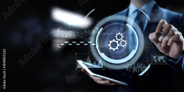 Obraz Business Process Automation and Workflow Optimization Concept with Digital Interface.