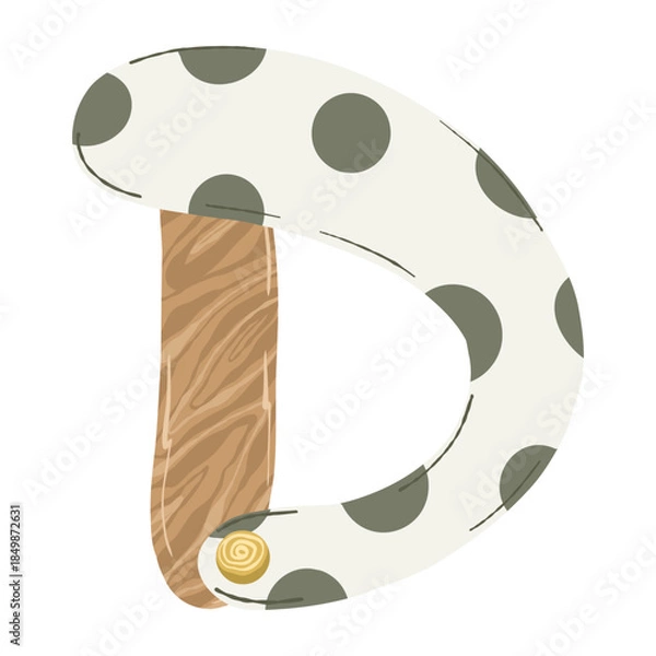 Fototapeta Hand-drawn boho baby nursery vector set with clothes, strollers, and nature elements in neutral earthy tones for kids' textile, stationery, and room decor