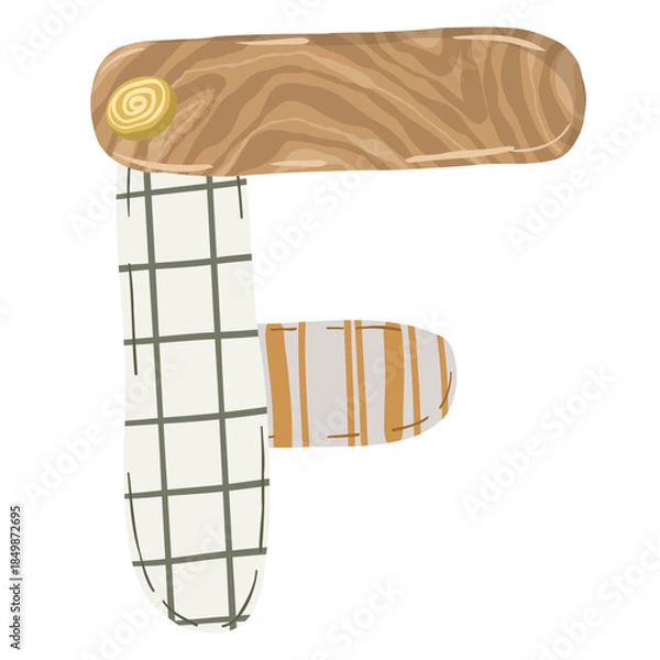 Fototapeta Hand-drawn boho baby nursery vector set with clothes, strollers, and nature elements in neutral earthy tones for kids' textile, stationery, and room decor