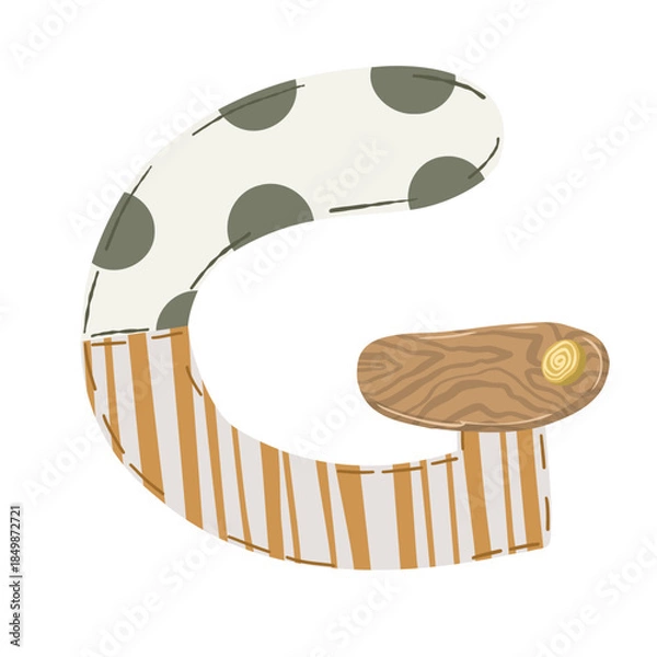 Fototapeta Hand-drawn boho baby nursery vector set with clothes, strollers, and nature elements in neutral earthy tones for kids' textile, stationery, and room decor