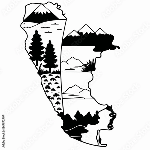 Fototapeta vector illustration of an old map